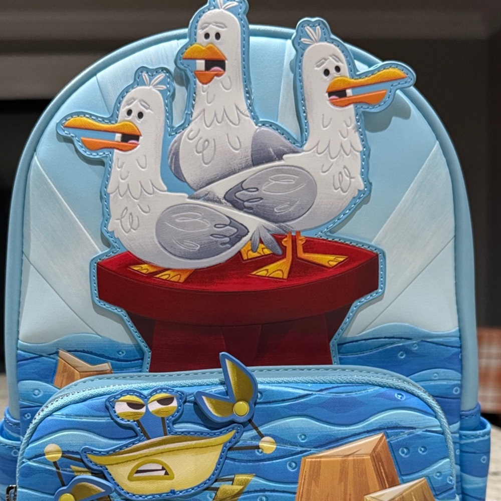 Disney Pixar Loungefly Finding Nemo Talking Seagulls Mine Mine Mine Backpack NWT - Picture 8 of 10